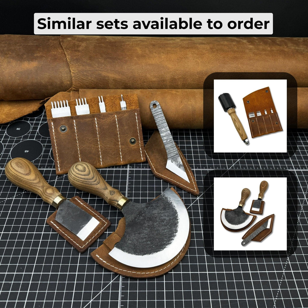 4-Piece Leatherworking Tool Set with Leather Sheaths