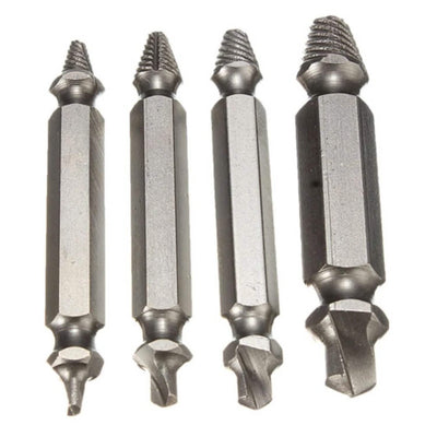 4-Piece Set: DrillPro Double-Sided Damaged Screw Extractors