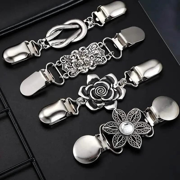 4-Pieces: Vintage Sweater Shawl Clips Retro Cardigan Collar Clips