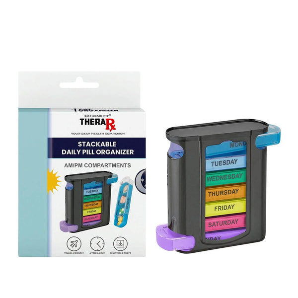 4 Times A Day, Black 7 Day Stackable Daily Pill And Medicine Organizer