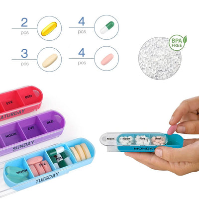 4 Times A Day, White 7 Day Stackable Daily Pill And Medicine Organizer White