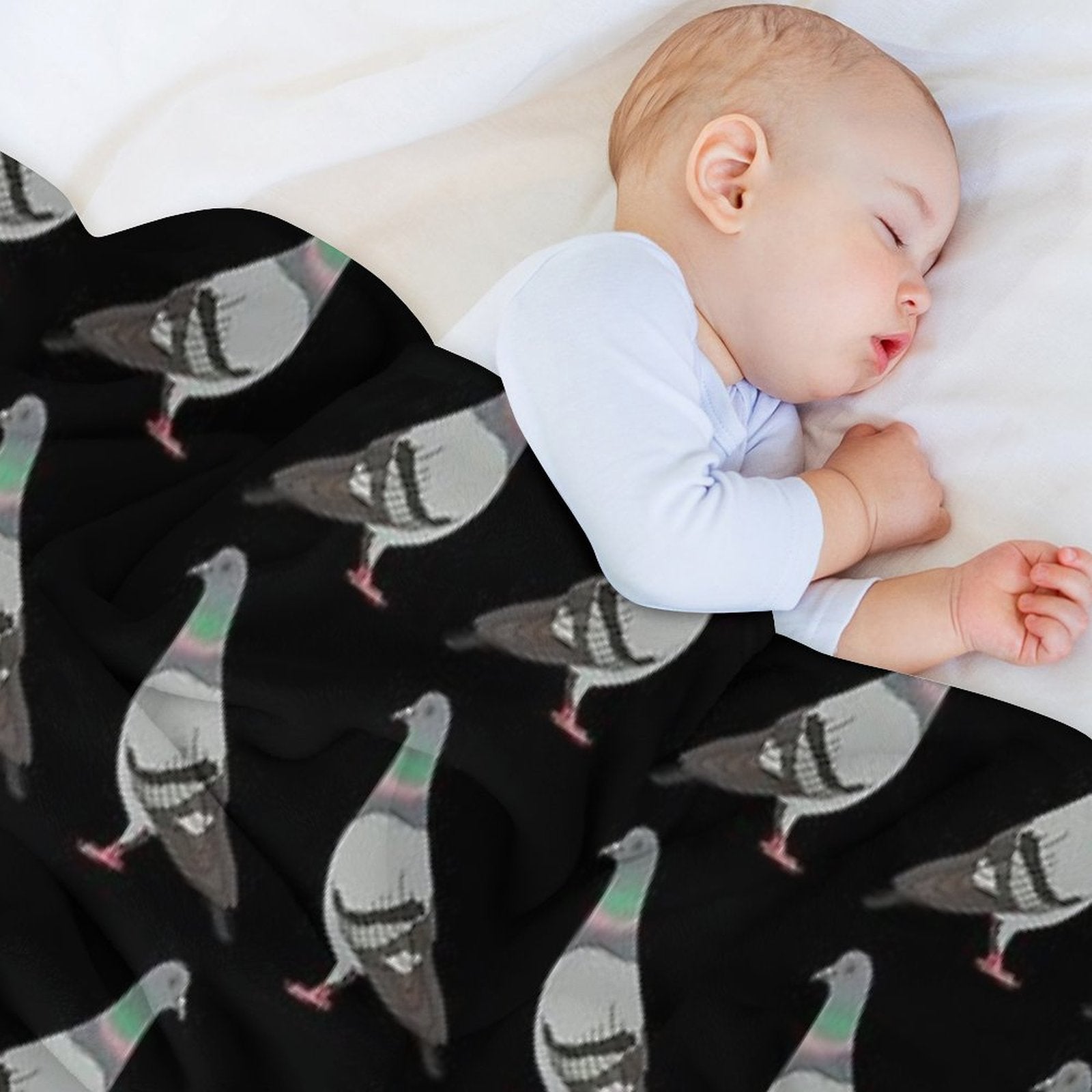 Pigeon Walk 2020, Black Background Wrinkle-free Throw Blanket