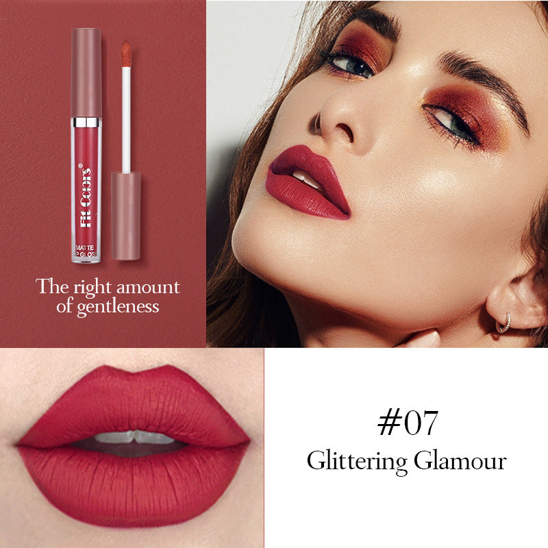 Fit Colors Matte Non-Stick Cup Lip Gloss Not Easy To Fade Matte Liquid Thin Tube Lipstick 8 Color Set Box