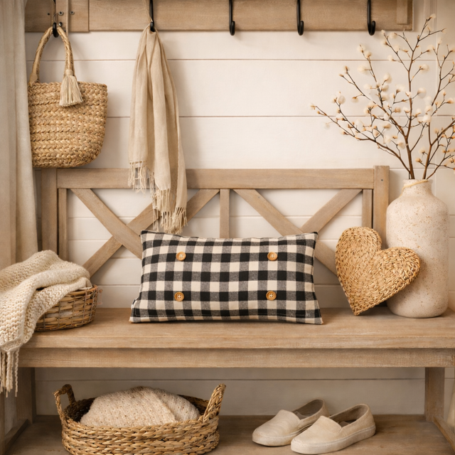 PILLOW ONLY (with fluffy insert): Buffalo Check Gingham: RECTANGLE BUFFALO CHECK PILLOW (with insert)