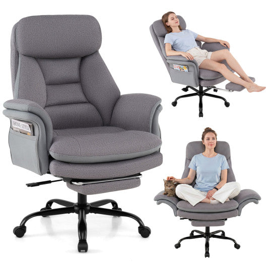 400 LBS Ergonomic Big and Tall Office Chair with Faux Leather-Gray