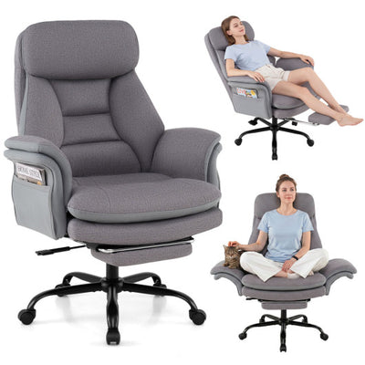400 LBS Ergonomic Big and Tall Office Chair with Faux Leather-Gray