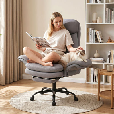 400 LBS Ergonomic Big and Tall Office Chair with Faux Leather-Gray