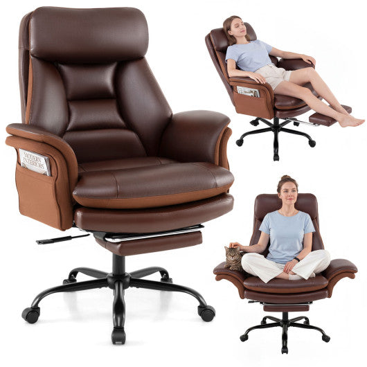 400 LBS Ergonomic Big and Tall Office Chair with Faux Leather-Brown