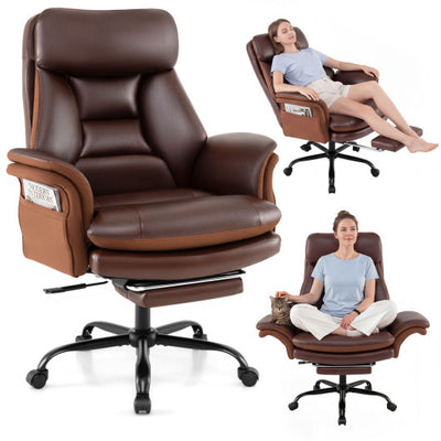 400 LBS Ergonomic Big and Tall Office Chair with Faux Leather-Brown