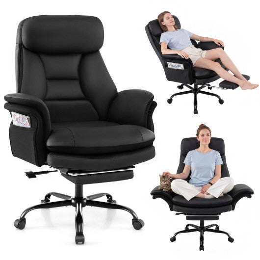 400 LBS Ergonomic Big and Tall Office Chair with Faux Leather-Black