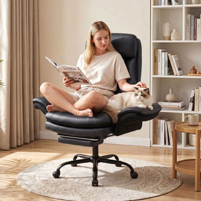 400 LBS Ergonomic Big and Tall Office Chair with Faux Leather-Black