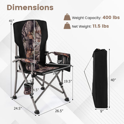 400 LBS Support Folding Camping Chair with Covers-Black