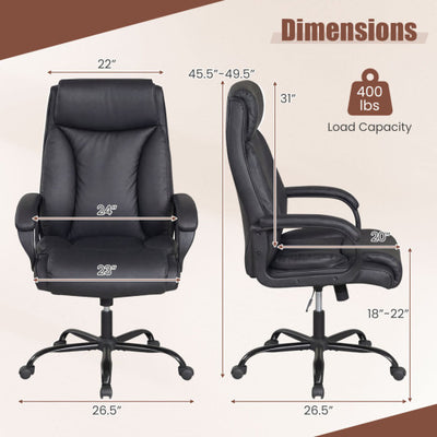 400 Pounds Big and Tall Adjustable High Back Leather Office Chair
