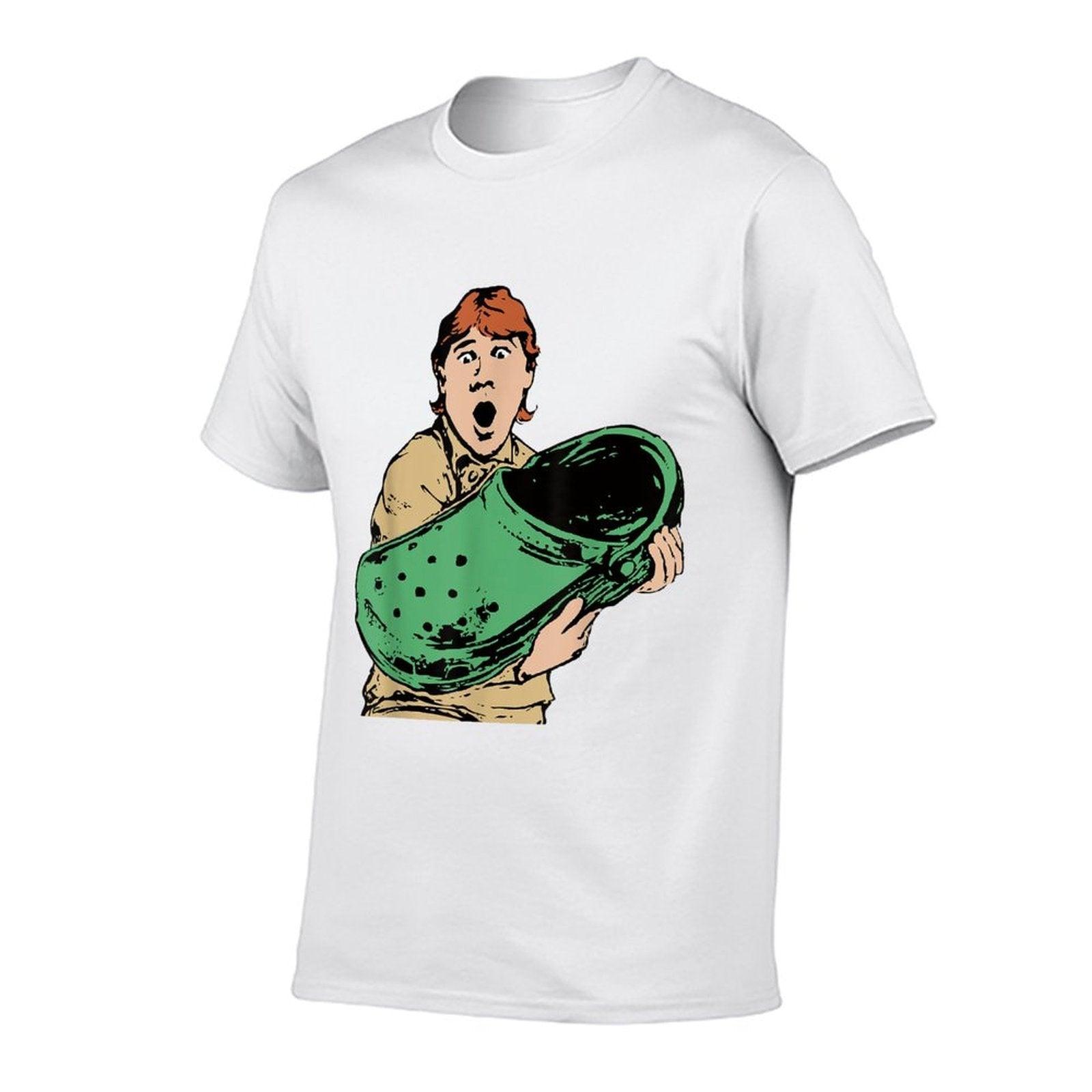 Crikey A Croc Funny Australian Crocodile Man  Ribbed Collar T-Shirt