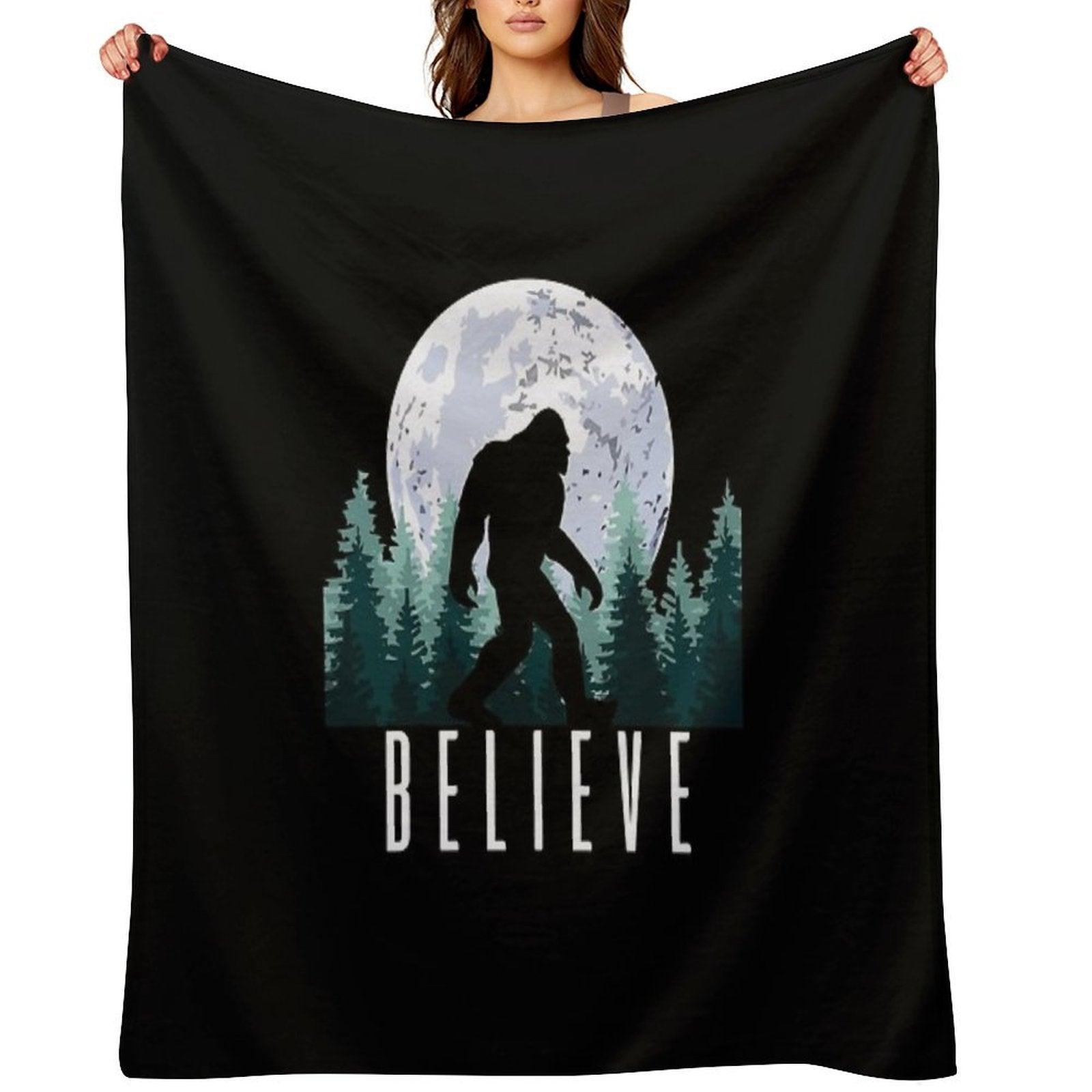Bigfoot Believe  Sasquatch Throw Blanket
