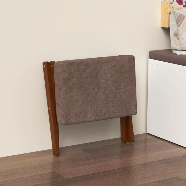 Espresso Brown Foldable Bamboo Footstool Dense Foam