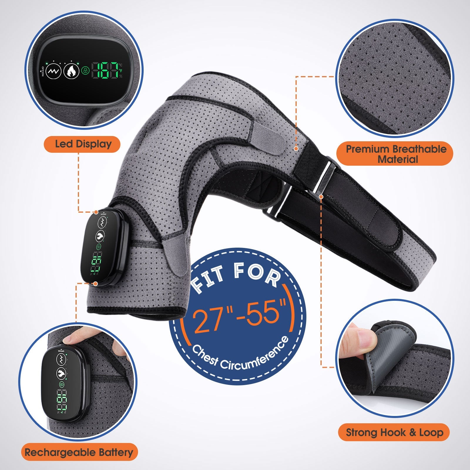 Touchscreen controller hole shaped shoulder protection electric heating shoulder protection heating vibration massager