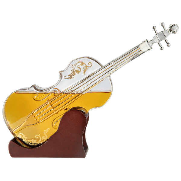 Glass Violin Decanter, Mahogany Base - The Wine Savant 1000 ML Glass Decanter For Whiskey, Scotch, Spirits, Wine Or Vodka For Music Lovers