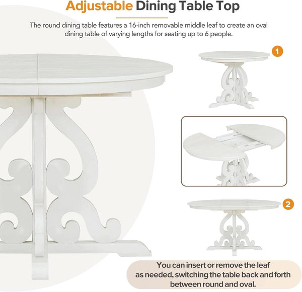 Round Solid Wood Dining Table Set Four
