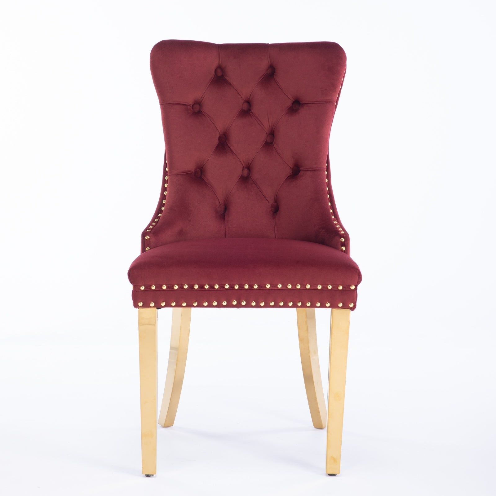 Nikki Collection Modern Tufted Solid Wood Velvet Upholstered Dining Chair with Gold Legs