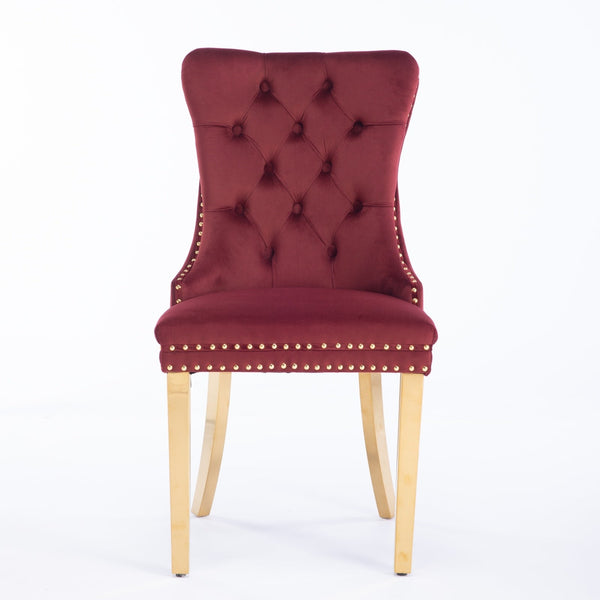 Nikki Collection Modern Tufted Solid Wood Velvet Upholstered Dining Chair with Gold Legs