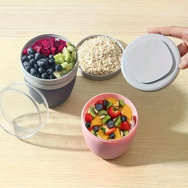 Portable Yogurt Cereal Cups with Lids. Ideal for Overnight Oats, DIY Salads & Parfaits. Great for Breakfast or Lunch