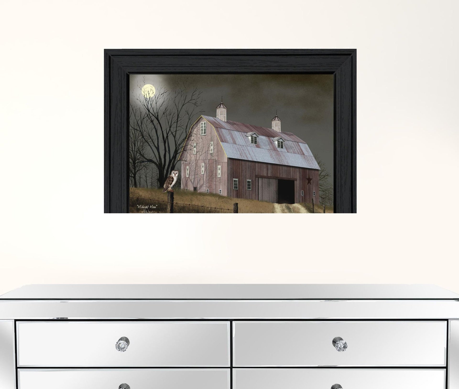 Midnight Moon 4 Black Framed Print Wall Art
