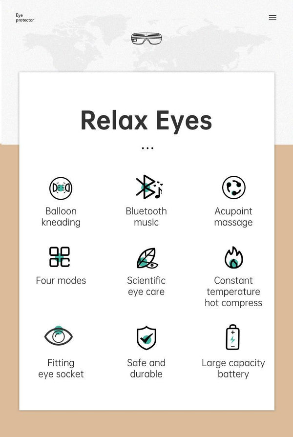Eye Massager Air Pressure Vibration Eye Protector Bluetooth Eye Massage Relax Migraines Relief Improve Sleep