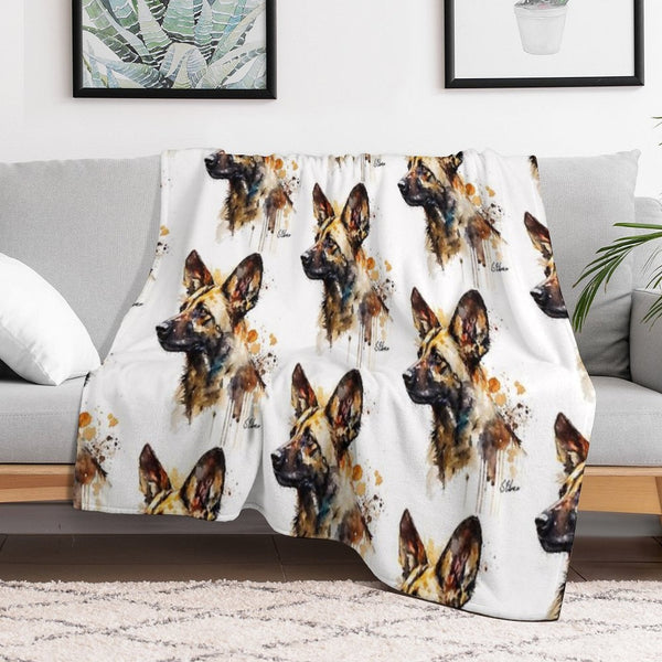 African Wild Dog Compact Throw Blanket