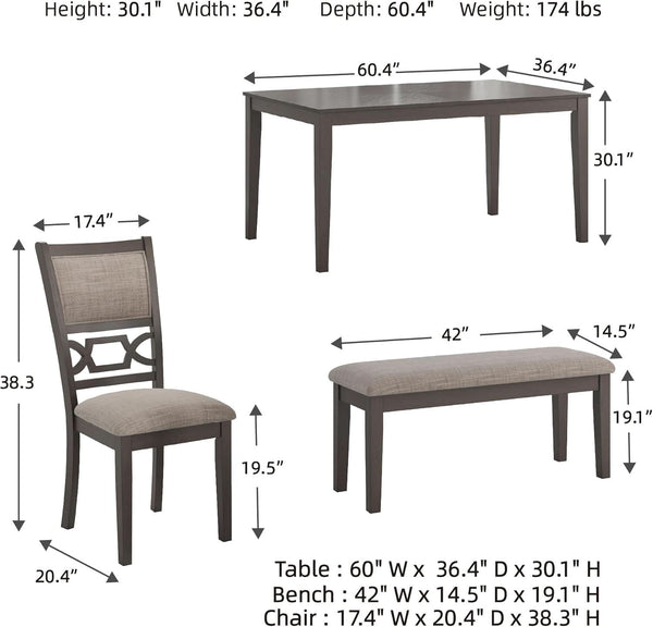 Diamond Patterned Dining Table Set Gray Walnut Stain
