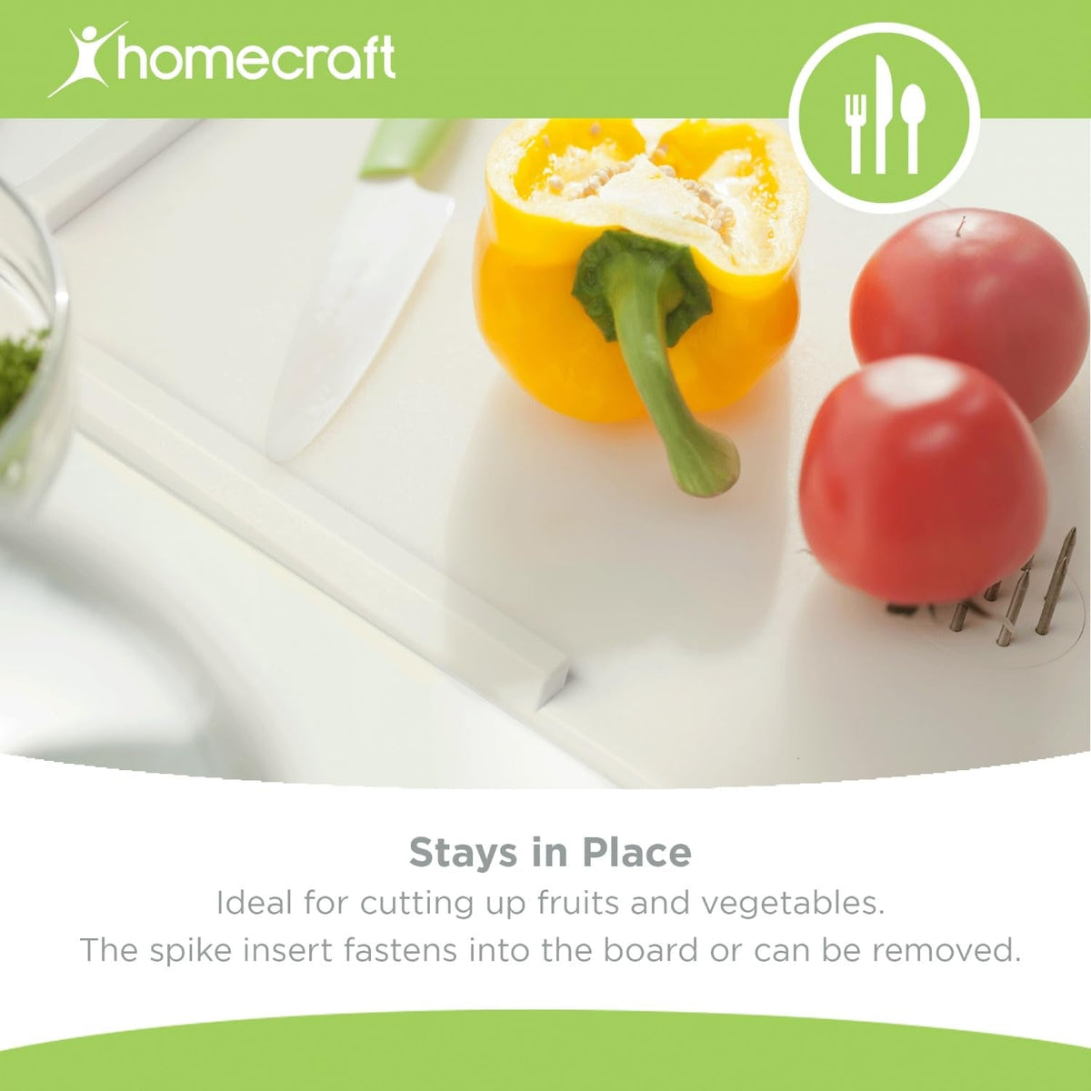 One-Handed Cutting Board with Spikes, Non-Slip Food Prep Aid