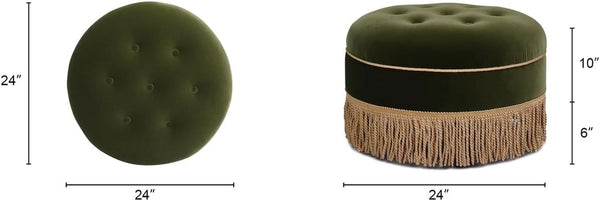 24 Inch Round PremiumQualityTextured Woven Upholstered Ottoman