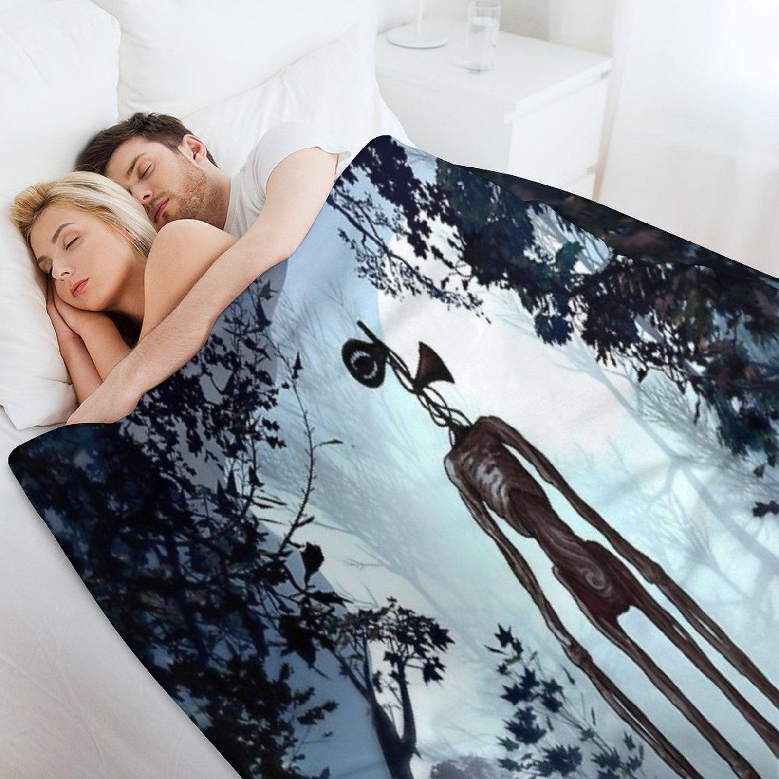 Siren Head in Dark Forest Throw Blanket
