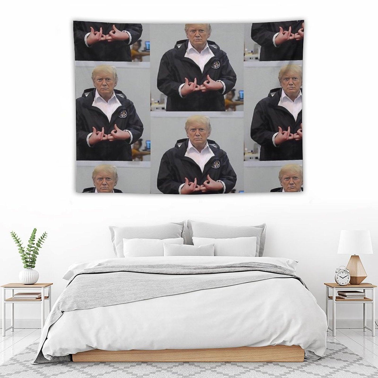 Donald Trump Suwoo Gang Sign Tapestry