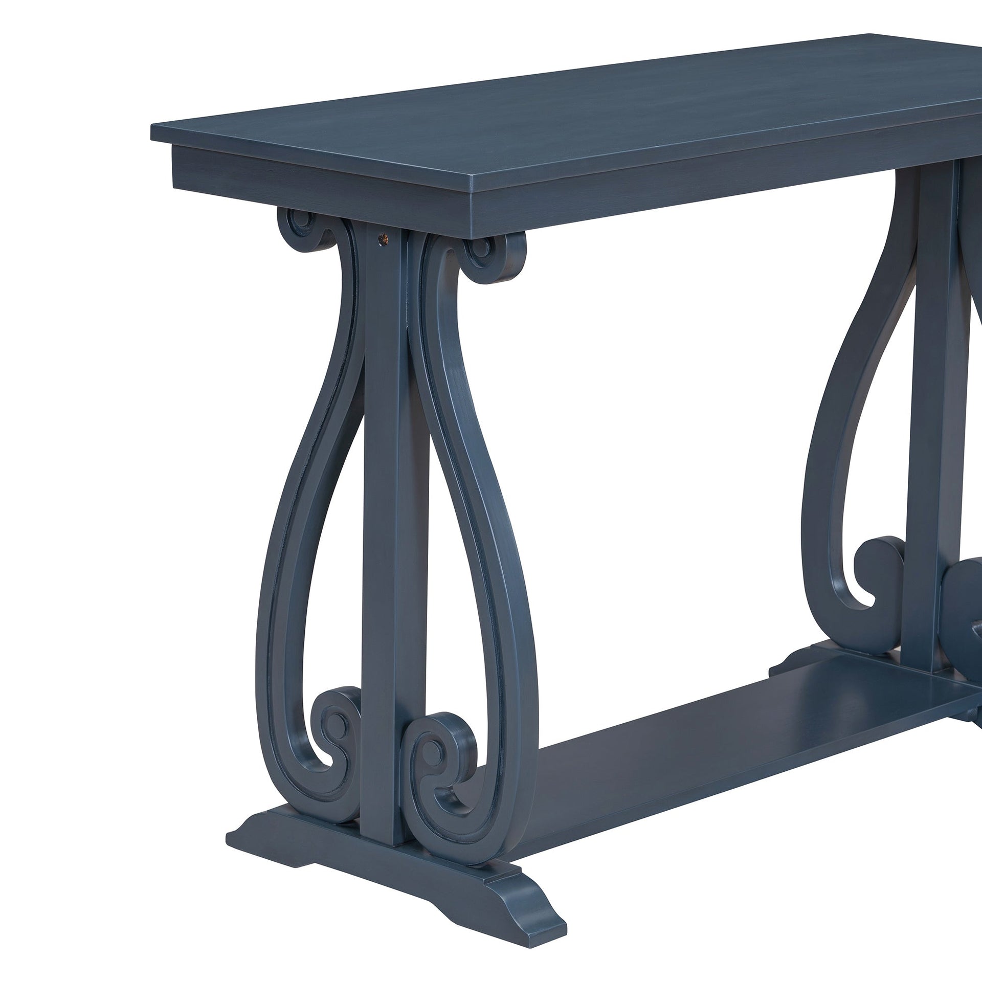 48-Inch Rustic Vintage Console Table --- Farmhouse Style Entryway Table with Open Shelf and Sturdy Construction (Navy)