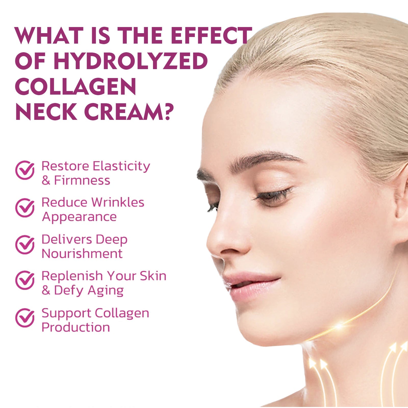 Hydrolyzed Collagen Neck Cream, Fade Neck Lines Shaping Swan Neck Smooth White Neck Cream