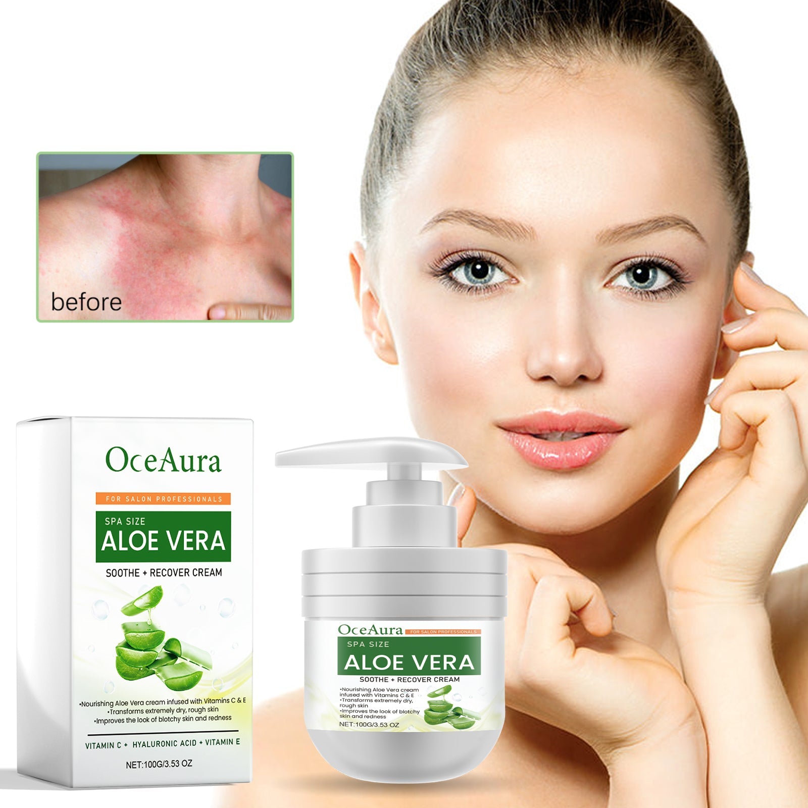 Aloe Vera Soothe Recover Cream, Repair Dull And Moisturizing Skin Lightweight Non-Greasy Beauty Cream