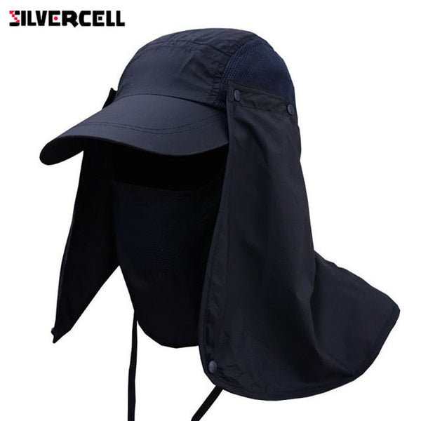 Sun Caps Flap Hats 360 degree Solar UV Protection Sun Hat Summer Men Women Sun Visor Cap Folding Removable Neck Face Mask Head