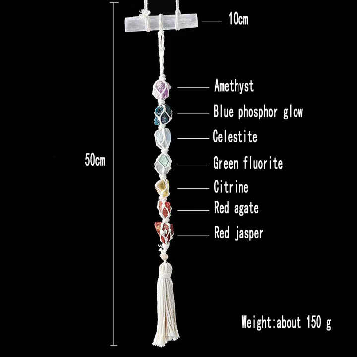 Natural Crystal Seven Color Gemstone Gypsum Rod DIY Wearing Mesh Bag Hanging Decoration Yellow Purple Crystal Car Hanging