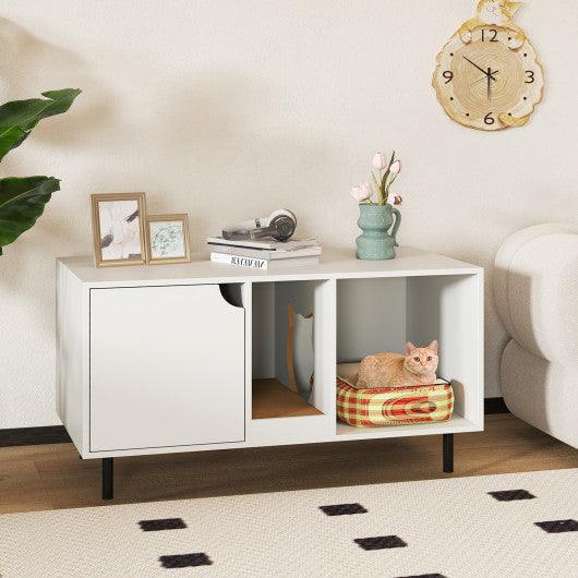 40 Inch Cat Litter Box Enclosure for 2 Cats Hidden Cat Washroom-White