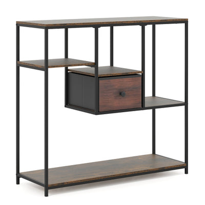 40 Inch Console Table Behind Sofa Couch with Storage-Rustic Brown