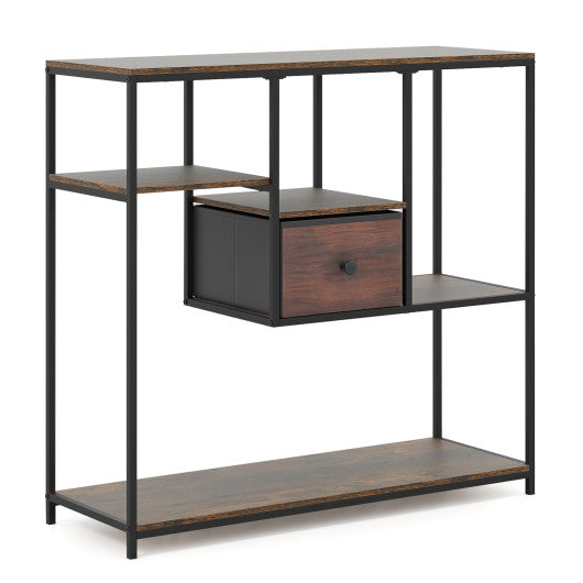 40 Inch Console Table Behind Sofa Couch with Storage-Rustic Brown