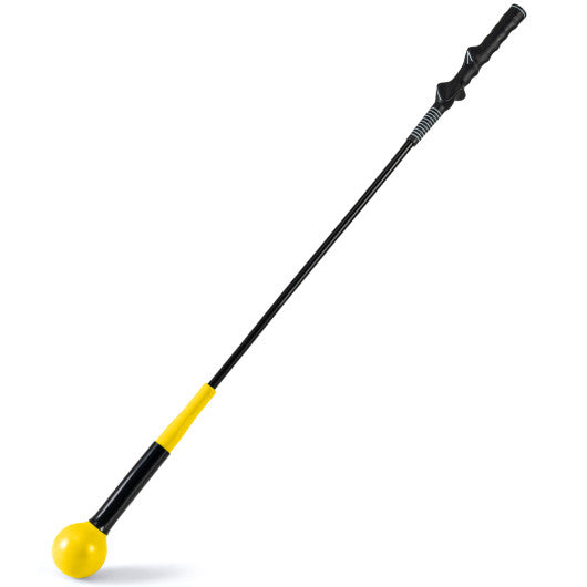 40 Inch Golf Swing Trainer Aid with Weighted Head for Grip  Rhythm  Balance-Yellow