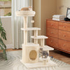 40 Inch Multi-level Cat Tower with Condo and Dangling Jingle Ball-Beige - Beige