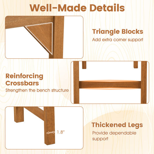 40 Inch Outdoor Bench with Slatted Contoured Seat for Deck Entryway-Set of 2