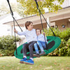 40 Inches Saucer Tree Swing Round with Adjustable Ropes and Carabiners-Green