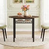 40” Round Kitchen Table with Storage Shelf and Metal Frame for 4 People-Rustic Brown