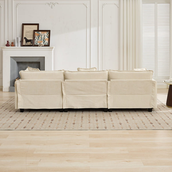 Cloud3 Seats  Sofa (Ottoman is not included)Chenille Fabric in Beige