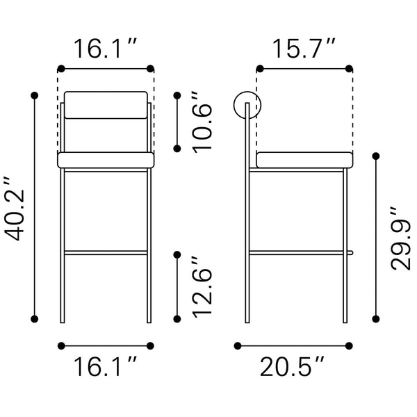 Livorno Barstool (Set of 2) Red & Bronze