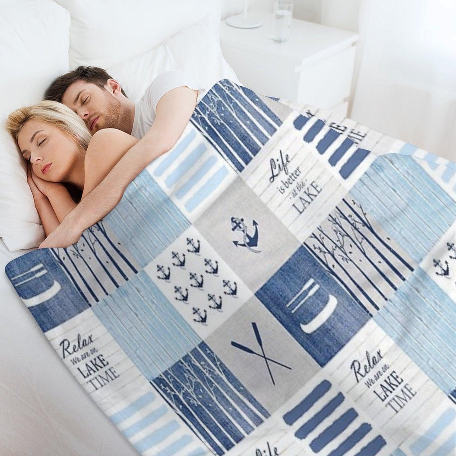 Life Is Better at The Lake Patchwork Throw Blanket